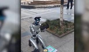 Robot filmat cerşind pe o stradă din China. Le spunea oamenilor că nu are bani de baterie