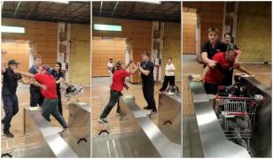 Scandal la metrou, la Grigorescu. Momentul în care un bărbat se ia la bătaie cu paznicii şi sparge turnicheţii