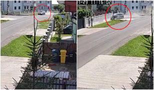 Șofer cu soția și cei 3 copii în mașină, filmat când pierde direcția și intră într-un gard, în Satu Mare