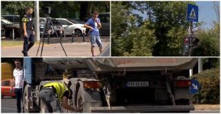 Copilul de 8 ani, mama și bunica, loviți de camion în Capitală, erau pe trecere. Șoferul spune că avea verde