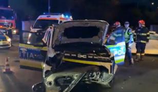 Mașină de poliție, implicată într-un accident violent în Sibiu. Cinci oameni au ajuns la spital