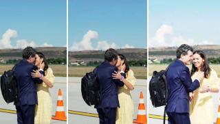 Nicușor Dan și Mirabela Grădinaru, moment tandru pe aeroport, înainte de plecarea spre New York