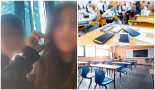 Momentul când două eleve sunt prinse în timp ce se filmau pe TikTok. Ce spune legea despre telefoanele în ore