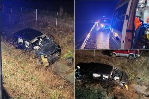 Doi tineri au murit, aruncaţi prin parbriz într-un accident grav pe Autostrada A1. Maşina lor a lovit un parapet şi a ieşit de pe şosea