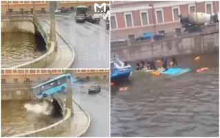 Momentul în care un autobuz cade într-un râu, în Sankt Petersburg. Patru persoane au murit şi alte şase sunt în stare gravă. Şoferul, reţinut