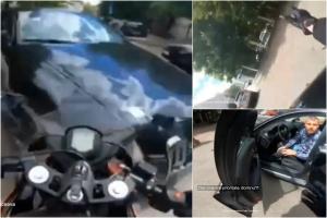 Accident urmat de ceartă, după ce un şofer nu a acordat prioritate şi a lovit un motociclist, în Suceava. Momentul impactului, filmat