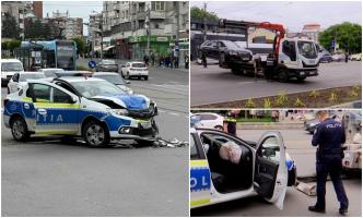 Poliţişti spulberaţi de un tânăr cu Audi, într-o intersecţie din Craiova. Agenţii erau în misiune