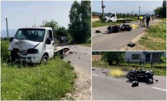 Motociclist ceh, mort într-un accident de groază pe un drum din Gorj. A fost spulberat de o autoutilitară intrată pe contrasens