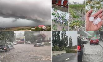 Potop în Bucureşti şi în ţară: Străzi inundate, strat de gheaţă, zeci de maşini distruse de copacii doborâţi: "Ferească-mă Dumnezeu, ce e aici!"