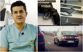 Reputatul medic Mihai Eftimie umblă în maşină cu două pistoale şi o macetă. A ameninţat un şofer şi a vrut să fugă de poliţie