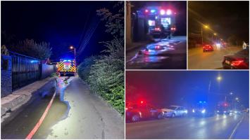 Incendiu violent izbucnit la un garaj din Capitală. Patru maşini au fost cuprinse de flăcări, o persoană cu atac de panică a primit îngrijiri