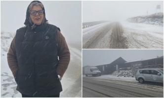 "Timpul s-a dezlănţuit". A nins ca-n toiul iernii pe Transalpina. Între Rânca și Obârșia Lotrului, drumarii au scos utilajele pe şoseaua acoperită de zăpadă