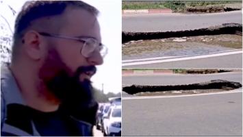 "Dacă intram în plin în groapă eram mort". Cine ar fi vinovații pentru craterul uriaș format în șoseaua din Năvodari. Șoferii și-au făcut mașinile praf în el