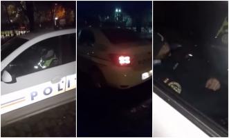 Un poliţist şi un jandarm, filmaţi cum dorm în timpul serviciului, pe o stradă din Focşani. Reacţia superiorilor