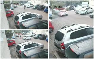 Momentul când un bărbat din Constanţa dă intenţionat cu maşina peste fosta lui parteneră de viaţă. Cei doi se despărţiseră recent