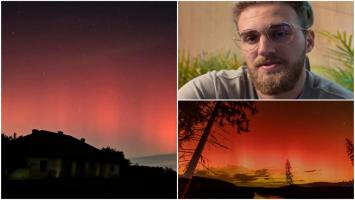 Aurora boreală, vizibilă în România. Reacţia unui fotograf care a ieşit să "vâneze" luminile nordului: "A apărut la noi, în spatele curţii"