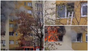 Bătrâna al cărei apartament a luat foc în Sectorul 3 şi-a aşteptat liniştită salvatorii la geam. Alte două persoane au ajuns la spital