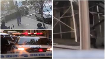 Momentul în care o schelă uriaşă se prăbuşeşte peste pietonii de pe o stradă din New York