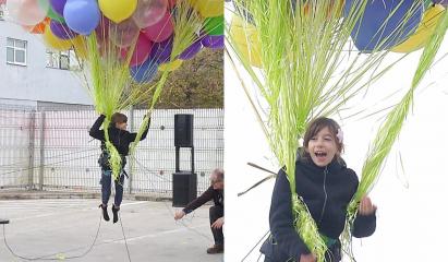 O elevă de la un liceu din Capitală, ridicată în aer de 600 de baloane cu heliu: "Parcă eram într-un vis"