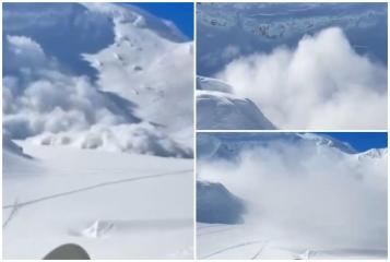 Avalanşă de mari dimensiuni la Bâlea Lac, în Făgăraş. Imaginile surprinse de un turist la peste 1.800 metri