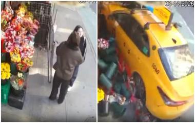 Momentul terifiant când un taxi scăpat de sub control intră în două femei în faţa unui magazin din SUA