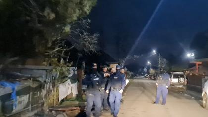 Momentul în care doi fraţi atacă poliţia cu bolovani în timpul unui scandal de familie