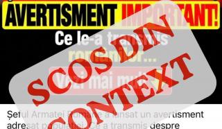 Nu există nicio alertă națională. Avertismentul MApN despre fake news care circulă pe Facebook