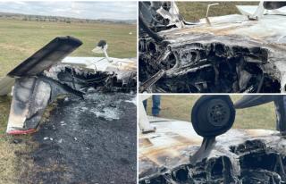 Avion ultrauşor, aterizare forţată pe pista Aerodromului Iași. Aeronava a luat foc