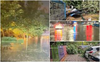 COD ROŞU de furtună &icirc;n Bucureşti şi Ilfov. 4 mesaje RO-ALERT, străzi inundate şi peste 1000 de apeluri la 112