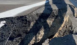 Craterul care nu mai dispare de pe A10. Șoseaua s-a stricat din nou &icirc;n același punct, după două reparații