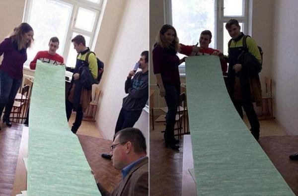 Imaginile care dau ameţeli oricărui profesor: Nişte elevi au venit la examen cu o COPIUŢĂ DE 4 METRI