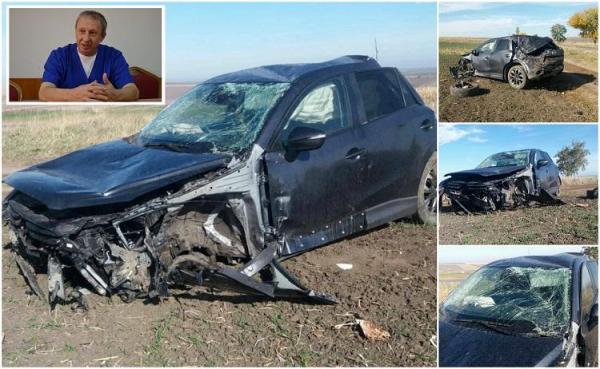 ACCIDENT ÎNFIORĂTOR! Managerul Spitalului Paşcani a scăpat MIRACULOS după ce şi-a făcut praf maşina. S-a răsturnat încercând să evite mai mulţi mistreţi!