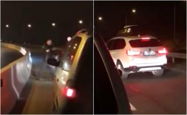 Bătaie pe şoseaua de centură a Oradiei, după o tamponare uşoară. Şoferul unui BMW i-a cărat pumni şi picioare unui tânăr pentru că şi-a îndoit numărul (Video)