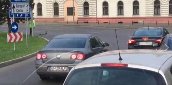 Scenă adorabilă, filmată la Oradea! Un poliţist a OPRIT TRAFICUL pentru a da prioritate unei coloane de... RĂŢUŞTE!