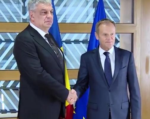 Premierul Mihai Tudose s-a întâlnit, la Bruxelles, cu preşedintele Consiliului European, Donald Tusk : "M-am pregatit temeinic"