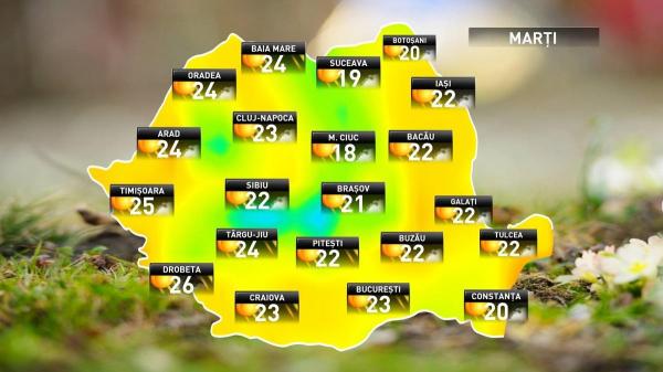 Prognoza meteo pentru marţi, 16 octombrie