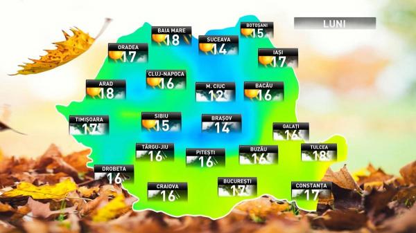 Prognoza meteo pentru luni, 22 octombrie