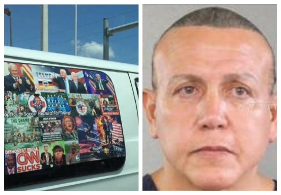 O furgonetă albă cu fotografii ale lui Trump, confiscată de polițiști la locul reținerii unui bărbat în ancheta coletelor capcană