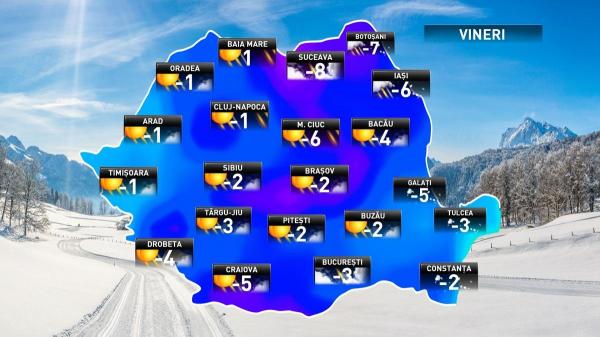 Prognoza meteo pentru vineri, 30 noiembrie 2018