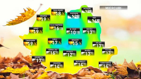 Prognoza meteo pentru miercuri, 7 noiembrie 2018