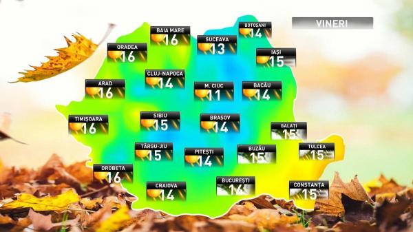 Prognoza meteo pentru joi, 9 noiembrie
