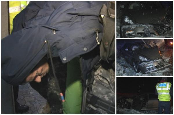 Video cu șoferul Porsche-ul Panamera, urmărit 70 de kilometri în Argeș. A fost prins pe câmp după ce a fugit de la locul unui accident