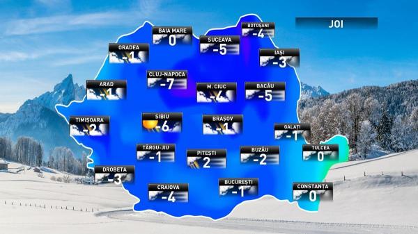 Prognoza meteo pentru ziua de joi, 20 decembrie 2018