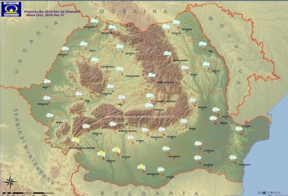 Cum va fi vremea în această noapte şi mâine, 27 decembrie 2018
