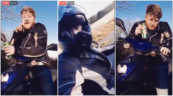 Un tânăr beat face Live pe Facebook cu scuterul la viteză maximă: "Oare vine poliția?"