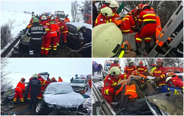 Accidente succesive la Suceava. Două maşini s-au spulberat reciproc pe E85, la Dănila. 3 răniţi grav, încarceraţi (Video)