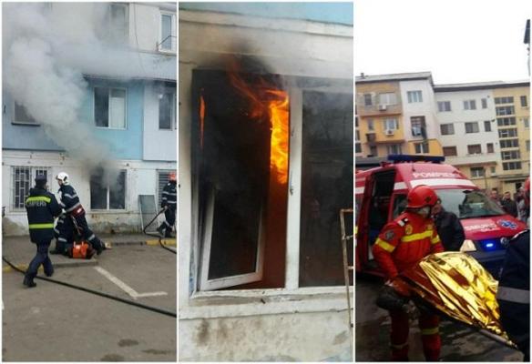 Incendiu într-un bloc din Tecuci. Sunt două victime, iar 21 de oameni, între care şi patru copii, au fost evacuaţi