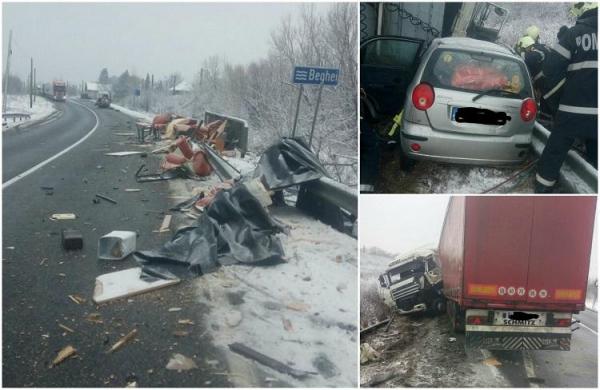 Accident cumplit în Caraş Severin! O femeie a murit, iar o fetiţă este în comă, după ce un TIR a intrat pe contrasens (Imagini dramatice)