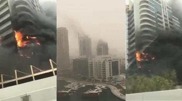 Blocul turn din Dubai distrus de incendiu