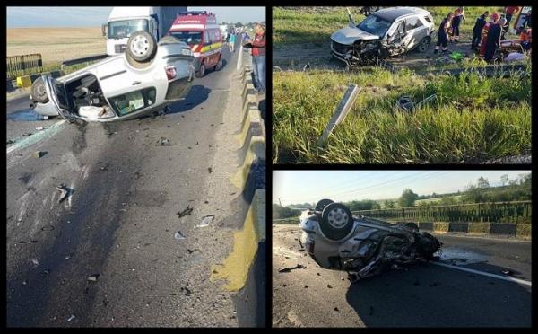 Accident teribil pe DN1, în apropiere de Beclean. Un mort şi un rănit grav, după ce două maşini s-au lovit frontal